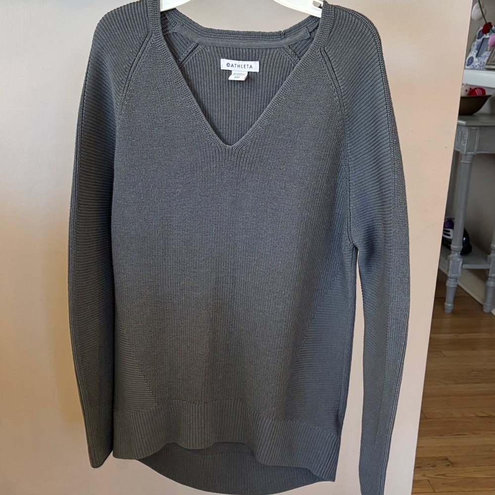 Athleta Merino Wool Blend Tunic Sweater XXS Charcoal Gray Relaxed Fit - Picture 3 of 5